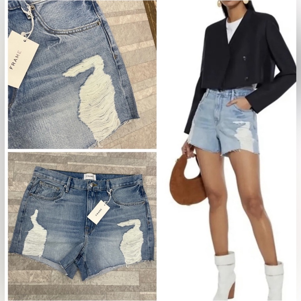 FRAME Le Ultra Baggy Shorts in Lomond Slash